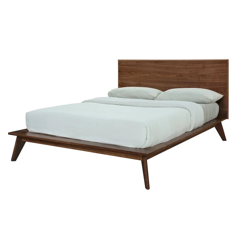 Cama King Size con plataforma y cabecero de madera