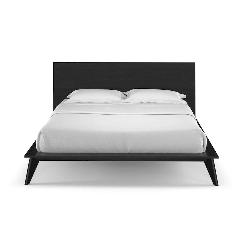 Cama King Size con plataforma y cabecero de madera