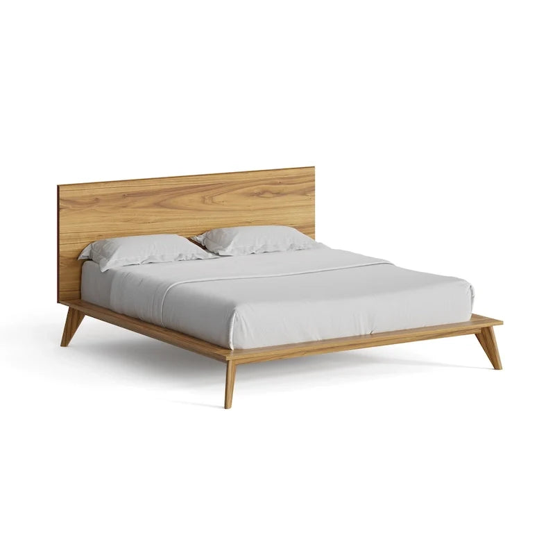 Cama King Size con plataforma y cabecero de madera