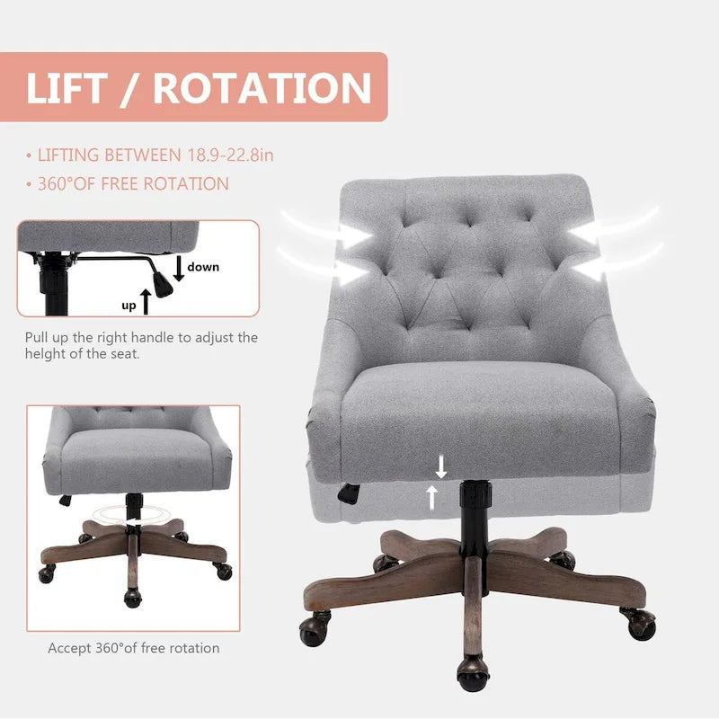 Sillón giratorio de 360° con altura regulable para salón