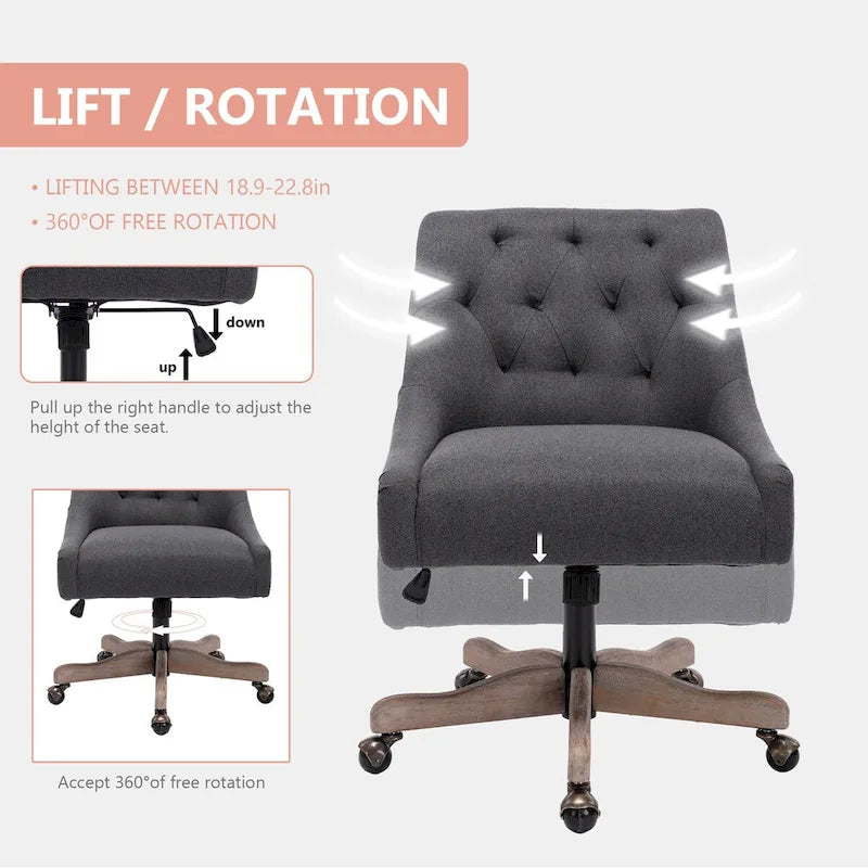 Sillón giratorio de 360° con altura regulable para salón