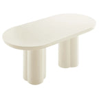 Mesa de comedor ovalada de 72 pulgadas con acabado efecto hormigón y base de doble pedestal