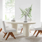 Mesa de comedor ovalada de 72 pulgadas con acabado efecto hormigón y base de doble pedestal