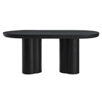 Mesa de comedor ovalada de 72 pulgadas con acabado efecto hormigón y base de doble pedestal