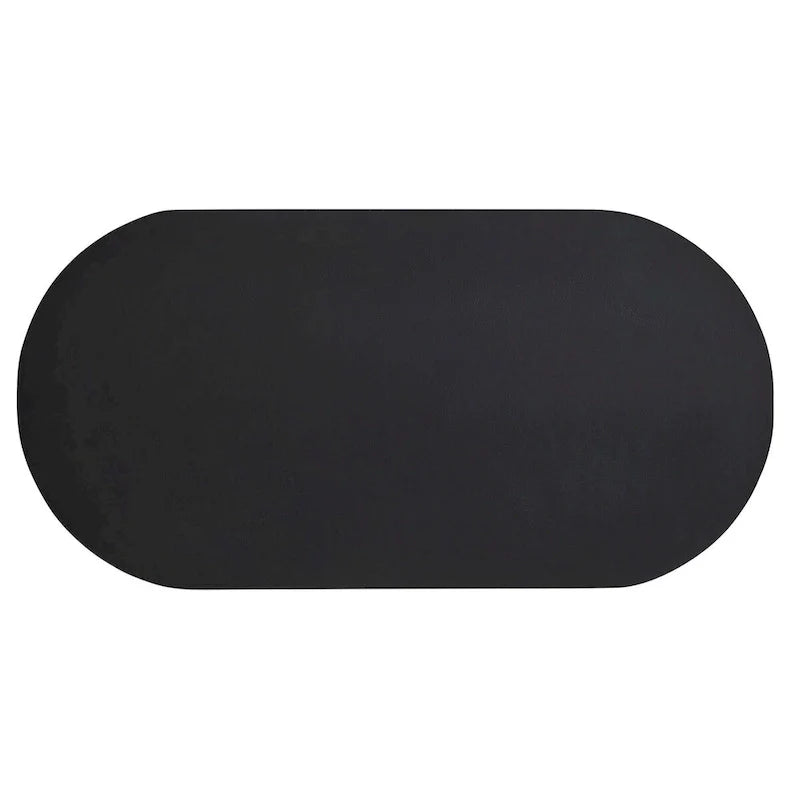 Mesa de comedor ovalada de 72 pulgadas con acabado efecto hormigón y base de doble pedestal