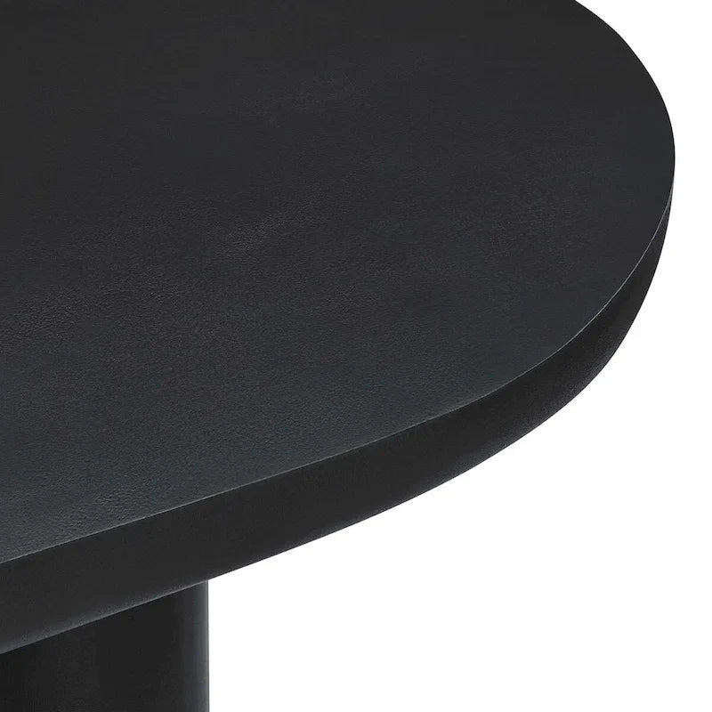 Mesa de comedor ovalada de 72 pulgadas con acabado efecto hormigón y base de doble pedestal