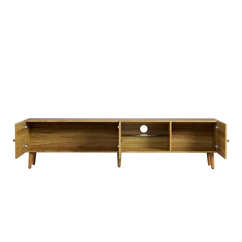 Mueble de TV de mediados de siglo de 70" con almacenamiento de 3 puertas