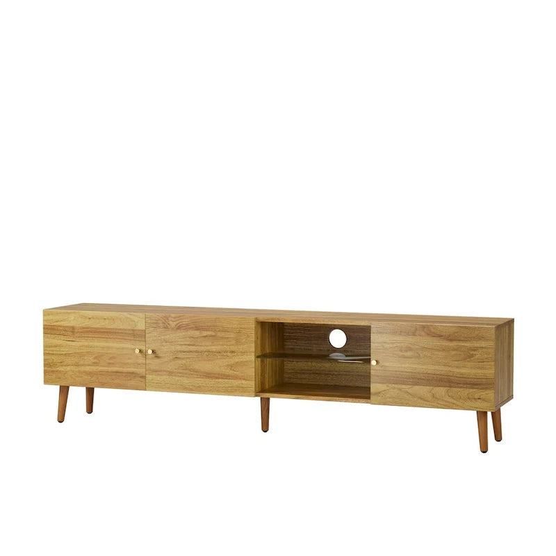 Mueble de TV de mediados de siglo de 70" con almacenamiento de 3 puertas