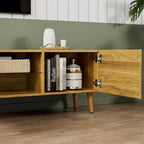 Mueble de TV de mediados de siglo de 70" con almacenamiento de 3 puertas