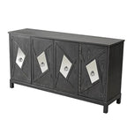 Armario de almacenamiento de 4 puertas con puertas de espejo y patas de madera maciza