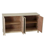 Armario de almacenamiento de 4 puertas con puertas de espejo y patas de madera maciza