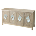Armario de almacenamiento de 4 puertas con puertas de espejo y patas de madera maciza