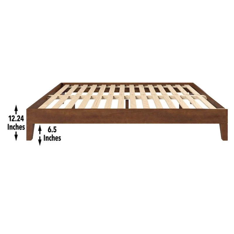 Cama King con plataforma de pino macizo y sistema de soporte de 28 listones