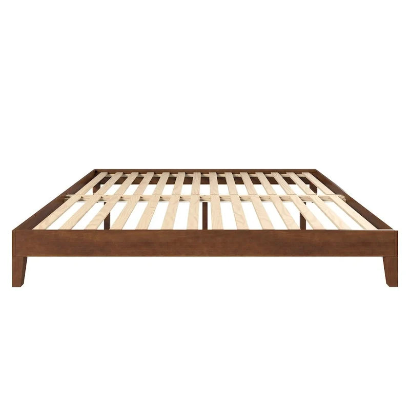Cama King con plataforma de pino macizo y sistema de soporte de 28 listones